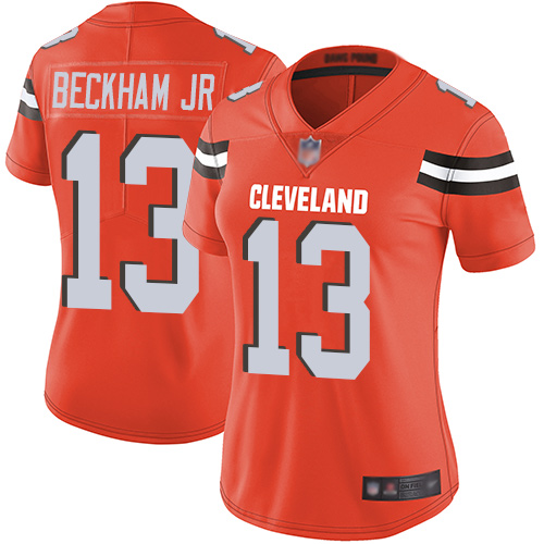 Cleveland Browns Odell Beckham Jr Women Orange Limited Jersey #13 NFL Football Alternate Vapor Untouchable